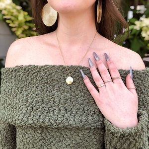 Off the shoulder green sweater